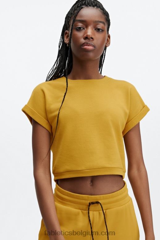 mosterd vrouwen cassie sweatshirt met korte mouwen Fabletics LH20J2055