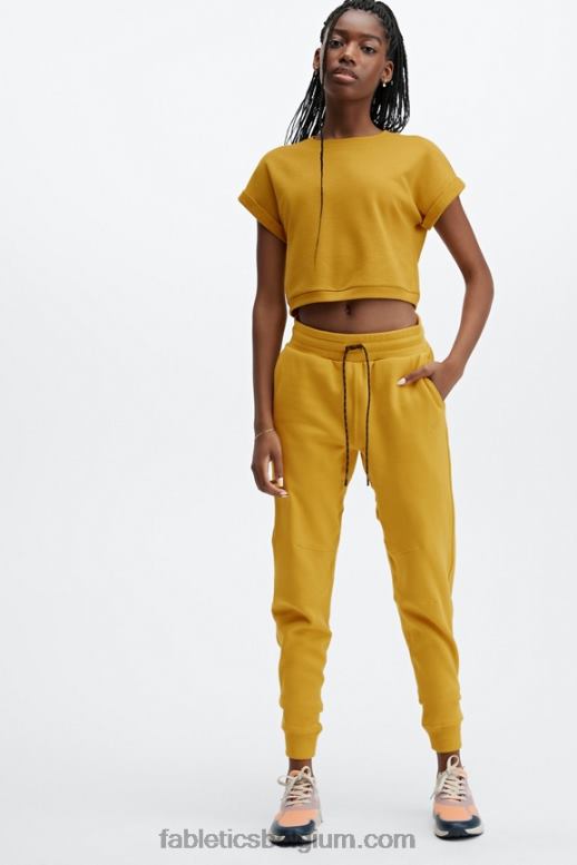 mosterd vrouwen cassie sweatshirt met korte mouwen Fabletics LH20J2055