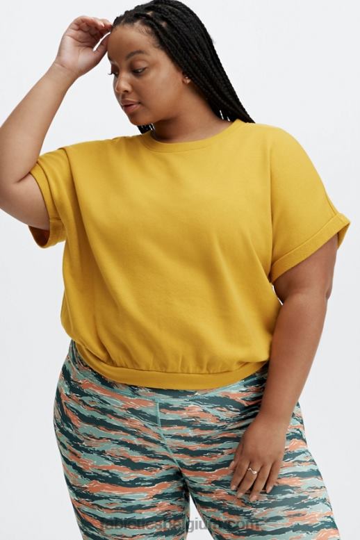 mosterd vrouwen cassie sweatshirt met korte mouwen Fabletics LH20J2056