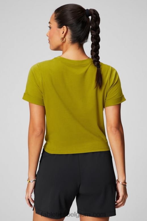 olijfgaard vrouwen T-shirt van 100% katoen met gedraaide voorkant Fabletics LH20J1943