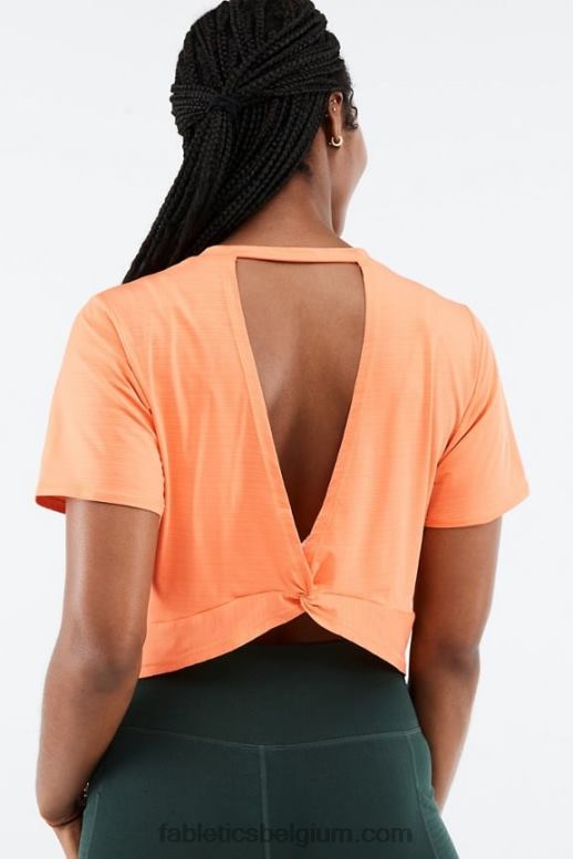 oranje uitbarsting vrouwen milieubewust gedraaid T-shirt met korte mouwen Fabletics LH20J2052