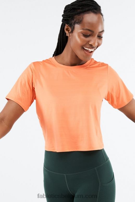 oranje uitbarsting vrouwen milieubewust gedraaid T-shirt met korte mouwen Fabletics LH20J2052