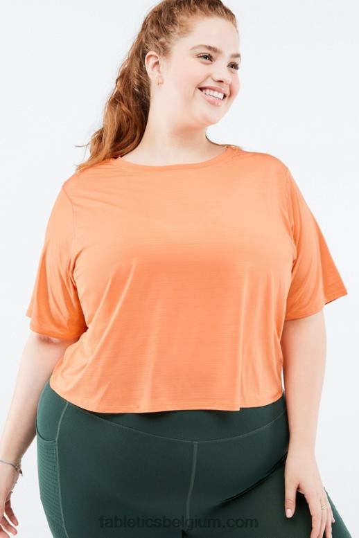 oranje uitbarsting vrouwen milieubewust gedraaid T-shirt met korte mouwen Fabletics LH20J2053