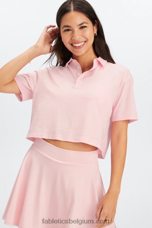 orchidee roze vrouwen boxy polo met korte mouwen Fabletics LH20J2006