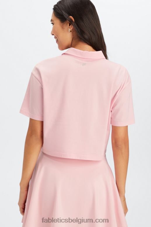 orchidee roze vrouwen boxy polo met korte mouwen Fabletics LH20J2006