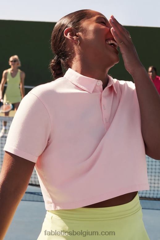 orchidee roze vrouwen boxy polo met korte mouwen Fabletics LH20J2006