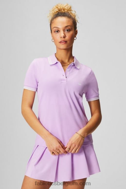 paars kosmo/mintgrijs vrouwen klassieke piqué polo met korte mouwen Fabletics LH20J1965