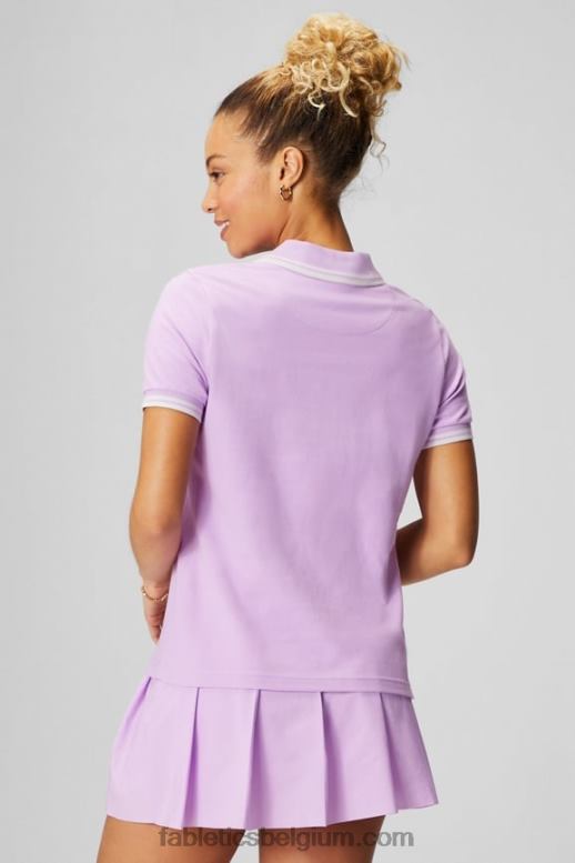 paars kosmo/mintgrijs vrouwen klassieke piqué polo met korte mouwen Fabletics LH20J1965