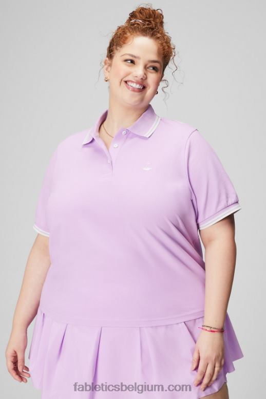 paars kosmo/mintgrijs vrouwen klassieke piqué polo met korte mouwen Fabletics LH20J1966