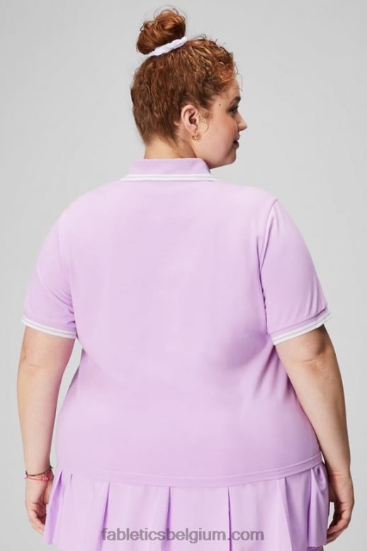 paars kosmo/mintgrijs vrouwen klassieke piqué polo met korte mouwen Fabletics LH20J1966
