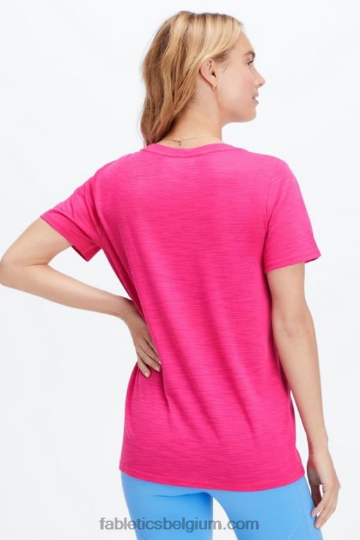 pluche roze/atletische club vrouwen klassiek T-shirt Fabletics LH20J2020