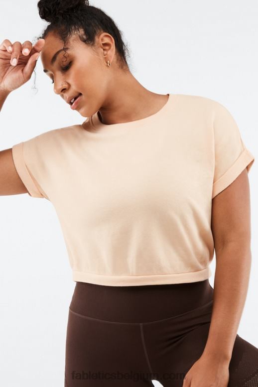 warm zand vrouwen cassie sweatshirt met korte mouwen Fabletics LH20J2054
