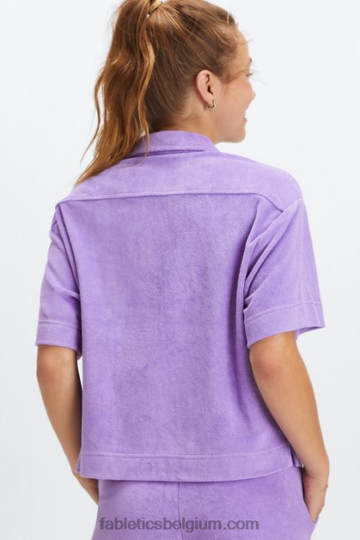 wilde blauweregen vrouwen eiland badstof boxy knoop omhoog Fabletics LH20J2039