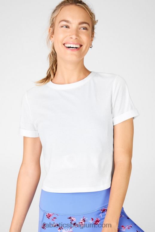 wit vrouwen Getailleerd T-shirt van 100% katoen Fabletics LH20J2107