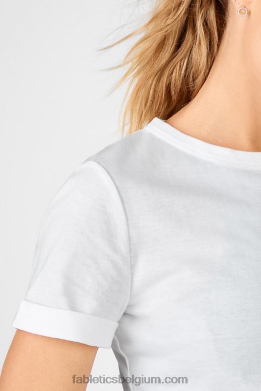 wit vrouwen Getailleerd T-shirt van 100% katoen Fabletics LH20J2107