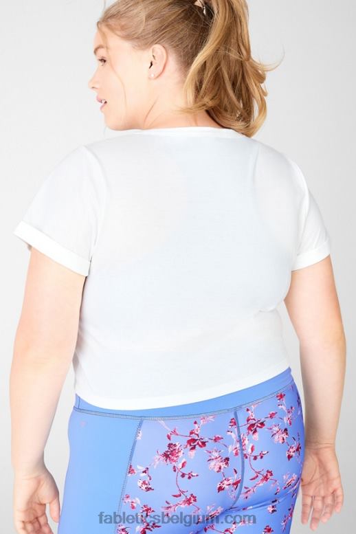 wit vrouwen Getailleerd T-shirt van 100% katoen Fabletics LH20J2108