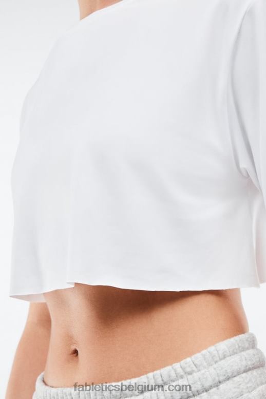 wit vrouwen dry-flex ultra-cropped T-shirt met korte mouwen Fabletics LH20J1954