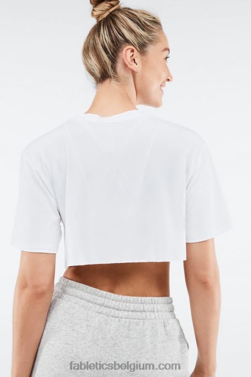 wit vrouwen dry-flex ultra-cropped T-shirt met korte mouwen Fabletics LH20J1954