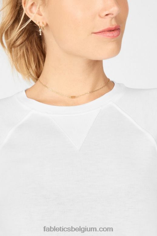 wit vrouwen loveday T-shirt met raglanmouwen en korte mouwen Fabletics LH20J2091