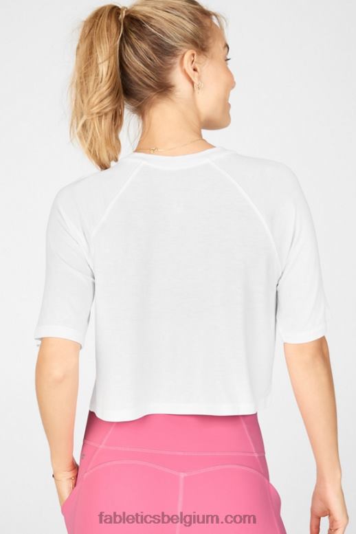 wit vrouwen loveday T-shirt met raglanmouwen en korte mouwen Fabletics LH20J2091