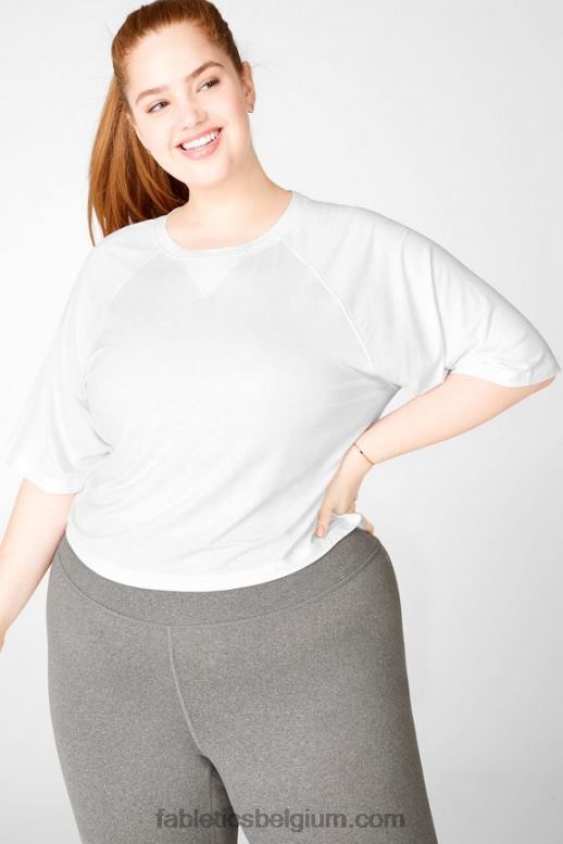 wit vrouwen loveday T-shirt met raglanmouwen en korte mouwen Fabletics LH20J2113