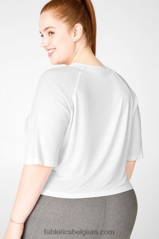 wit vrouwen loveday T-shirt met raglanmouwen en korte mouwen Fabletics LH20J2113