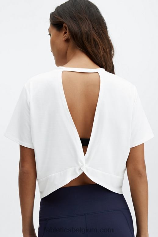 wit vrouwen milieubewust gedraaid T-shirt met korte mouwen Fabletics LH20J2049