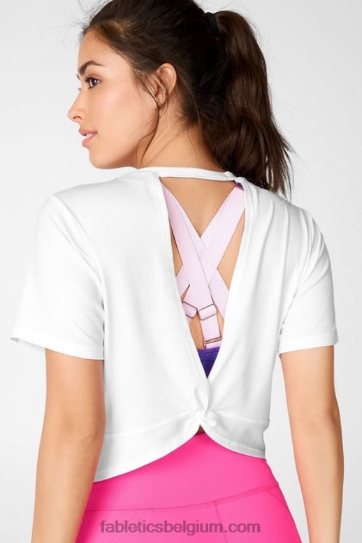 wit vrouwen pia powertouch light twist back tee Fabletics LH20J2102