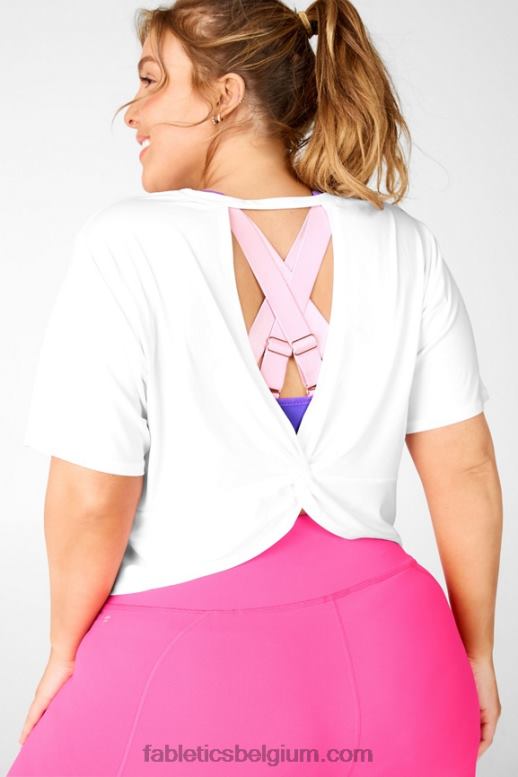 wit vrouwen pia powertouch light twist back tee Fabletics LH20J2103