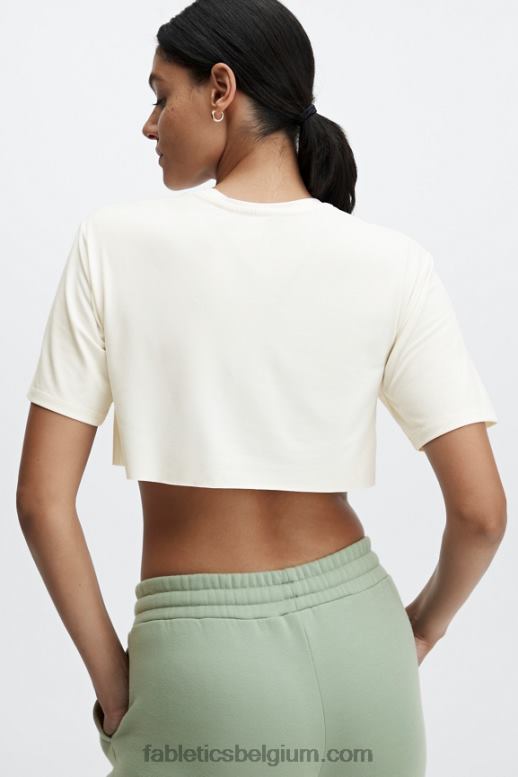 zacht wit vrouwen dry-flex ultra-cropped T-shirt met korte mouwen Fabletics LH20J1955