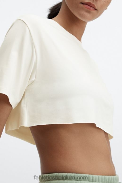zacht wit vrouwen dry-flex ultra-cropped T-shirt met korte mouwen Fabletics LH20J1955