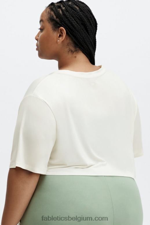 zacht wit vrouwen dry-flex ultra-cropped T-shirt met korte mouwen Fabletics LH20J1956