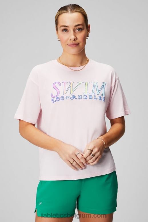 zachtroze/grafisch vrouwen vintage T-shirt met korte mouwen Fabletics LH20J1962
