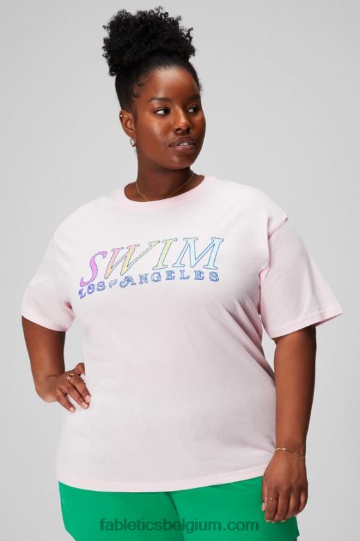 zachtroze/grafisch vrouwen vintage T-shirt met korte mouwen Fabletics LH20J1963