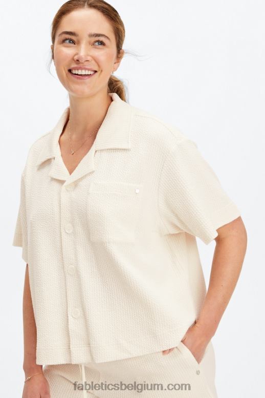 zilverreiger vrouwen gekreukte gebreide boxy-knop naar beneden Fabletics LH20J2024