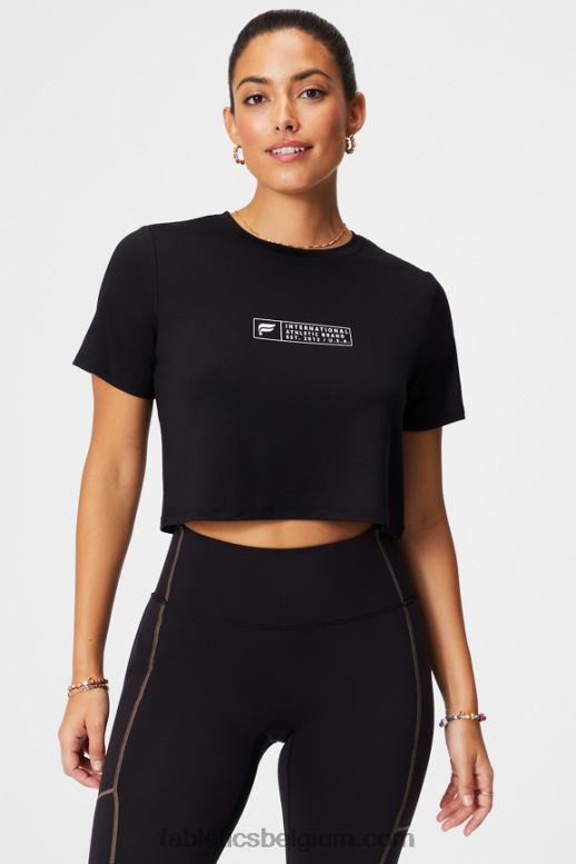 zwart/klassiek wit vrouwen dry-flex ultra-cropped T-shirt met korte mouwen Fabletics LH20J1953