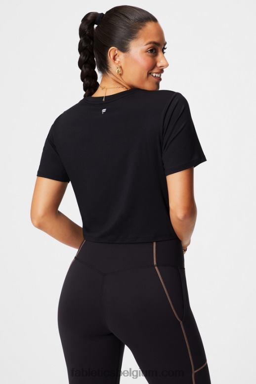 zwart/klassiek wit vrouwen dry-flex ultra-cropped T-shirt met korte mouwen Fabletics LH20J1953