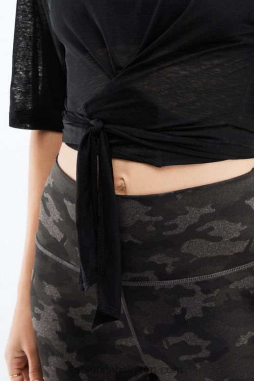 zwart vrouwen Ryan T-shirt met korte mouwen Fabletics LH20J2060