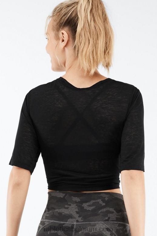 zwart vrouwen Ryan T-shirt met korte mouwen Fabletics LH20J2060