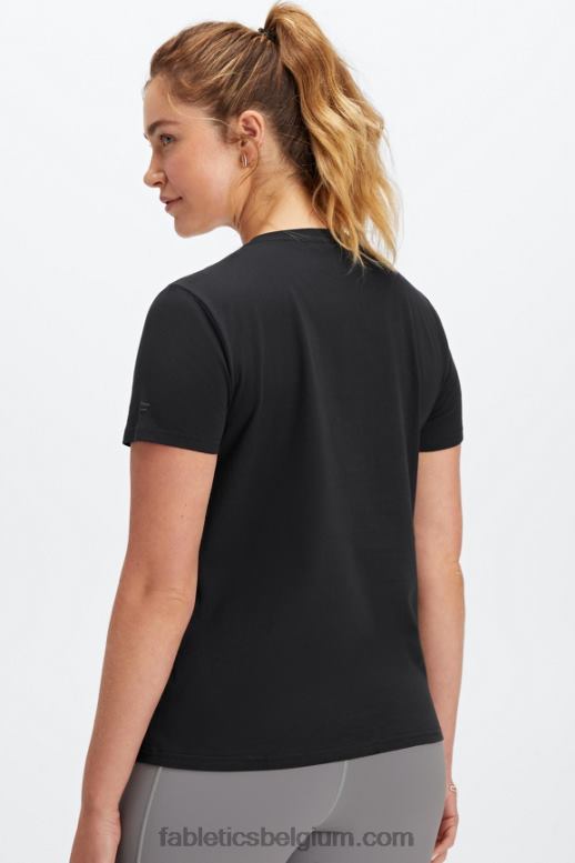 zwart vrouwen T-shirt van 100% katoenen jersey Fabletics LH20J1998