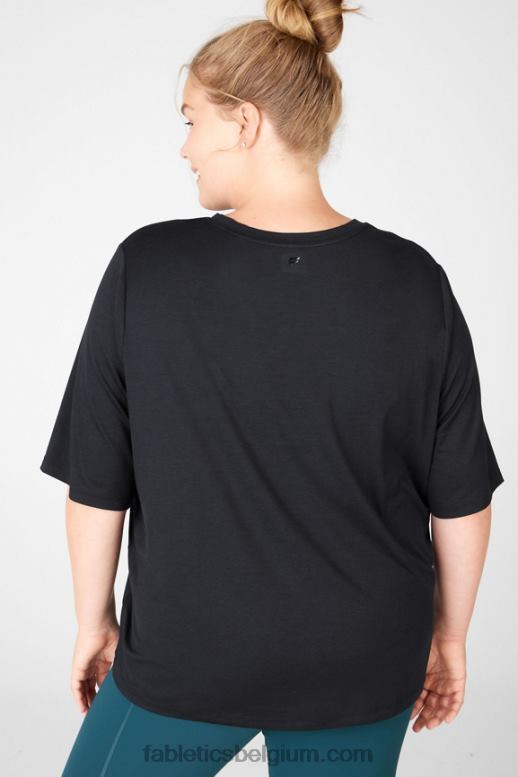 zwart vrouwen droog flex lang T-shirt Fabletics LH20J2045