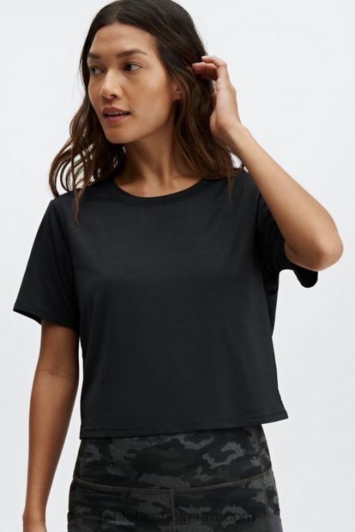 zwart vrouwen milieubewust gedraaid T-shirt met korte mouwen Fabletics LH20J2050