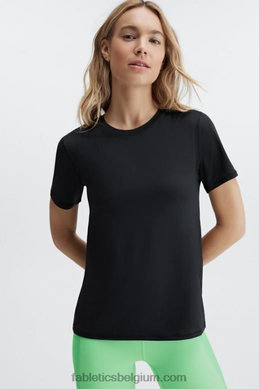 zwart vrouwen phoenix lite top met korte mouwen Fabletics LH20J1975