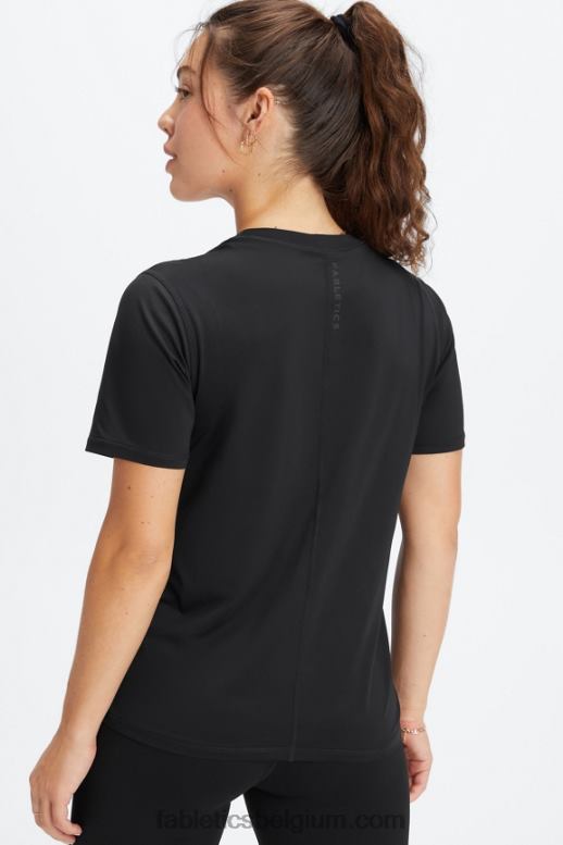 zwart vrouwen phoenix lite top met korte mouwen Fabletics LH20J1977