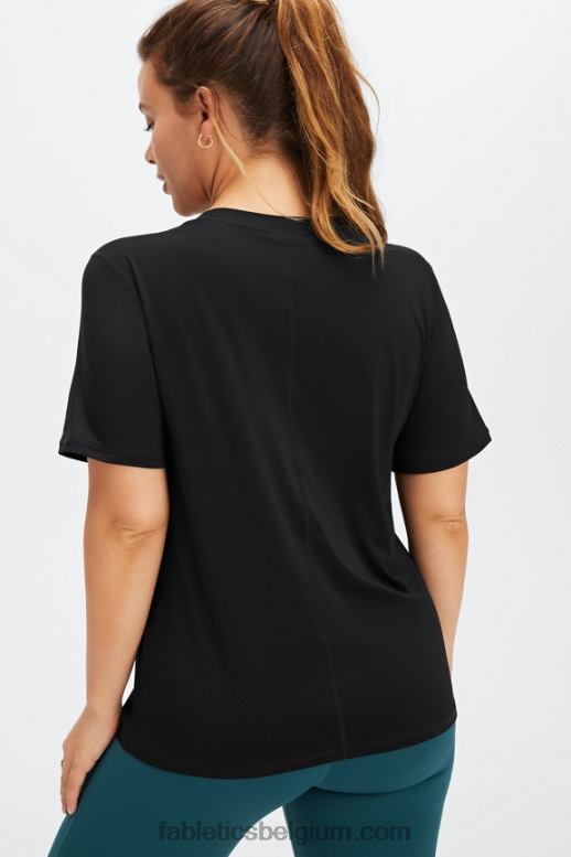 zwart vrouwen phoenix lite top met korte mouwen Fabletics LH20J2027