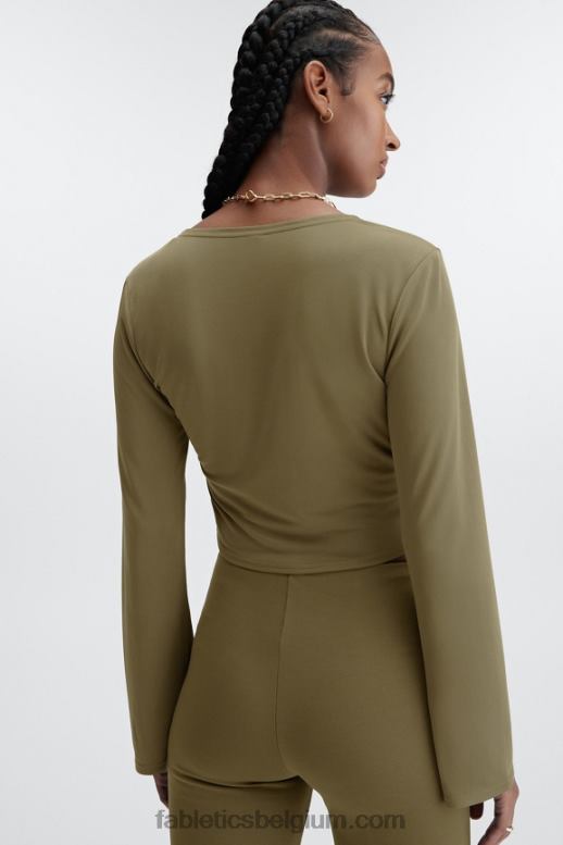 Nachtuil vrouwen gladde gebreide top met gedraaide voorkant Fabletics LH20J2667