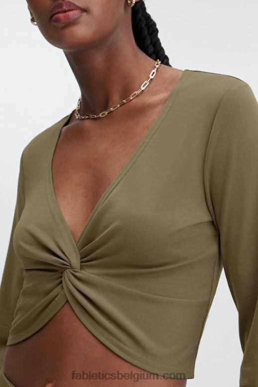 Nachtuil vrouwen gladde gebreide top met gedraaide voorkant Fabletics LH20J2667