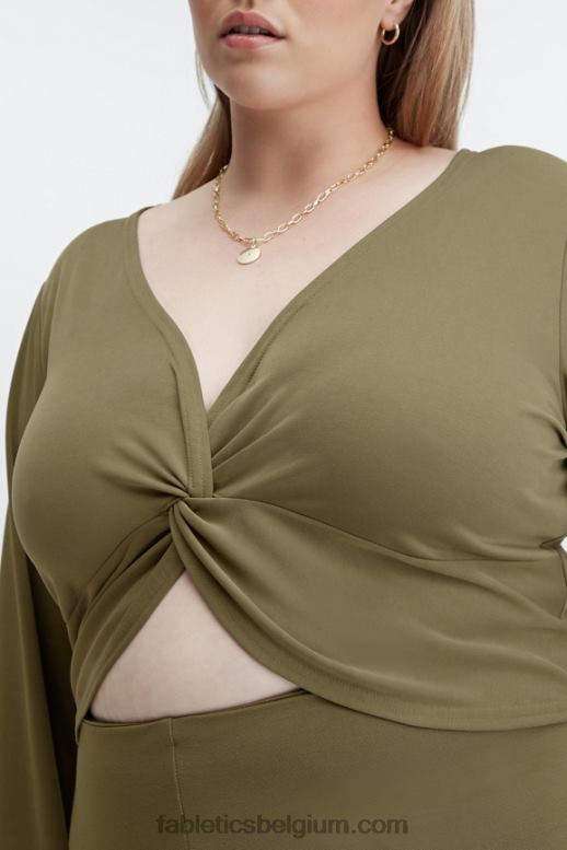 Nachtuil vrouwen gladde gebreide top met gedraaide voorkant Fabletics LH20J2668