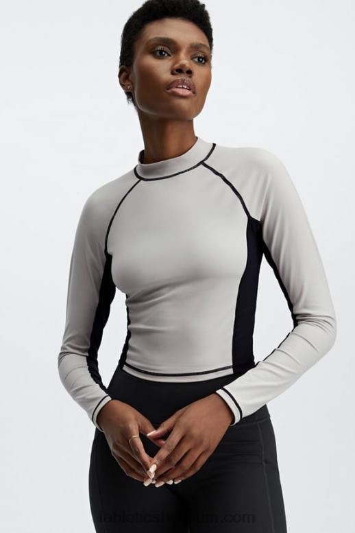 as/zwart vrouwen Giana top met opstaande kraag en lange mouwen Fabletics LH20J2679