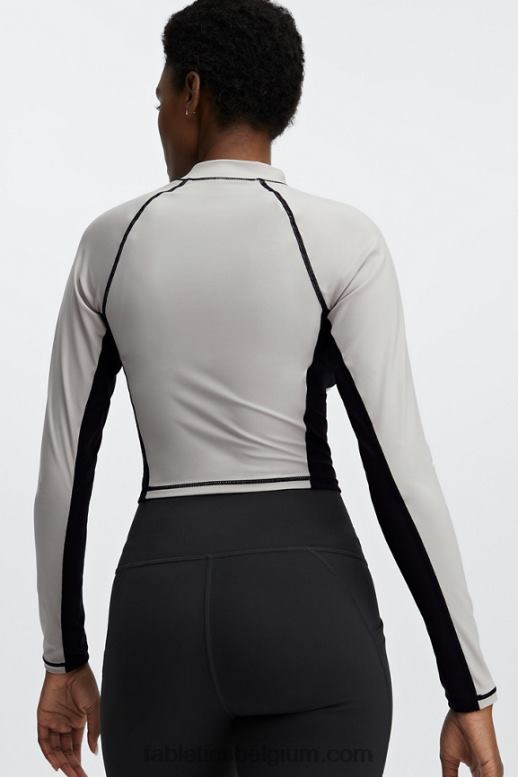 as/zwart vrouwen Giana top met opstaande kraag en lange mouwen Fabletics LH20J2679